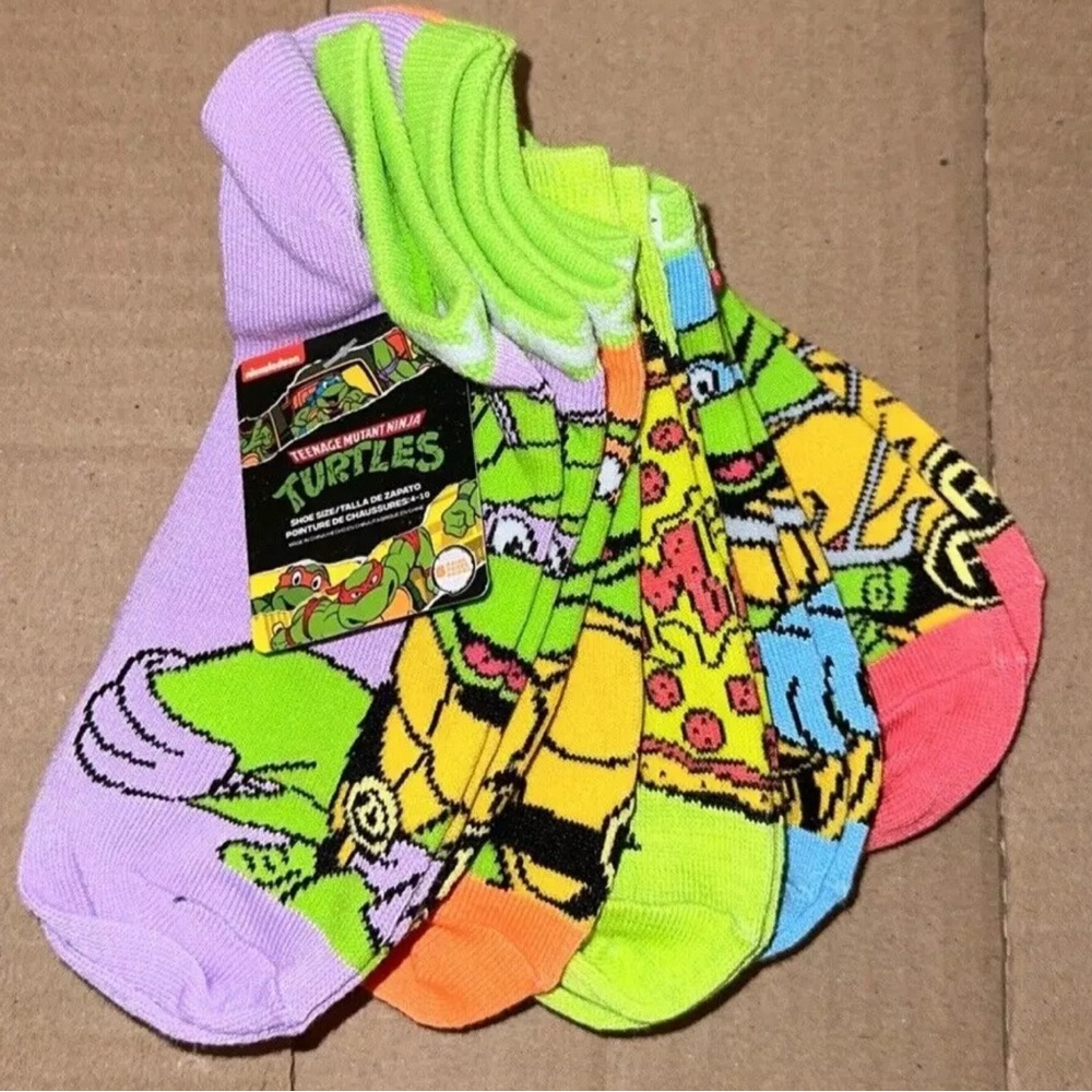 Women’s Teenage Mutant Ninja Turtles Colorful No Show Socks Set Of 5